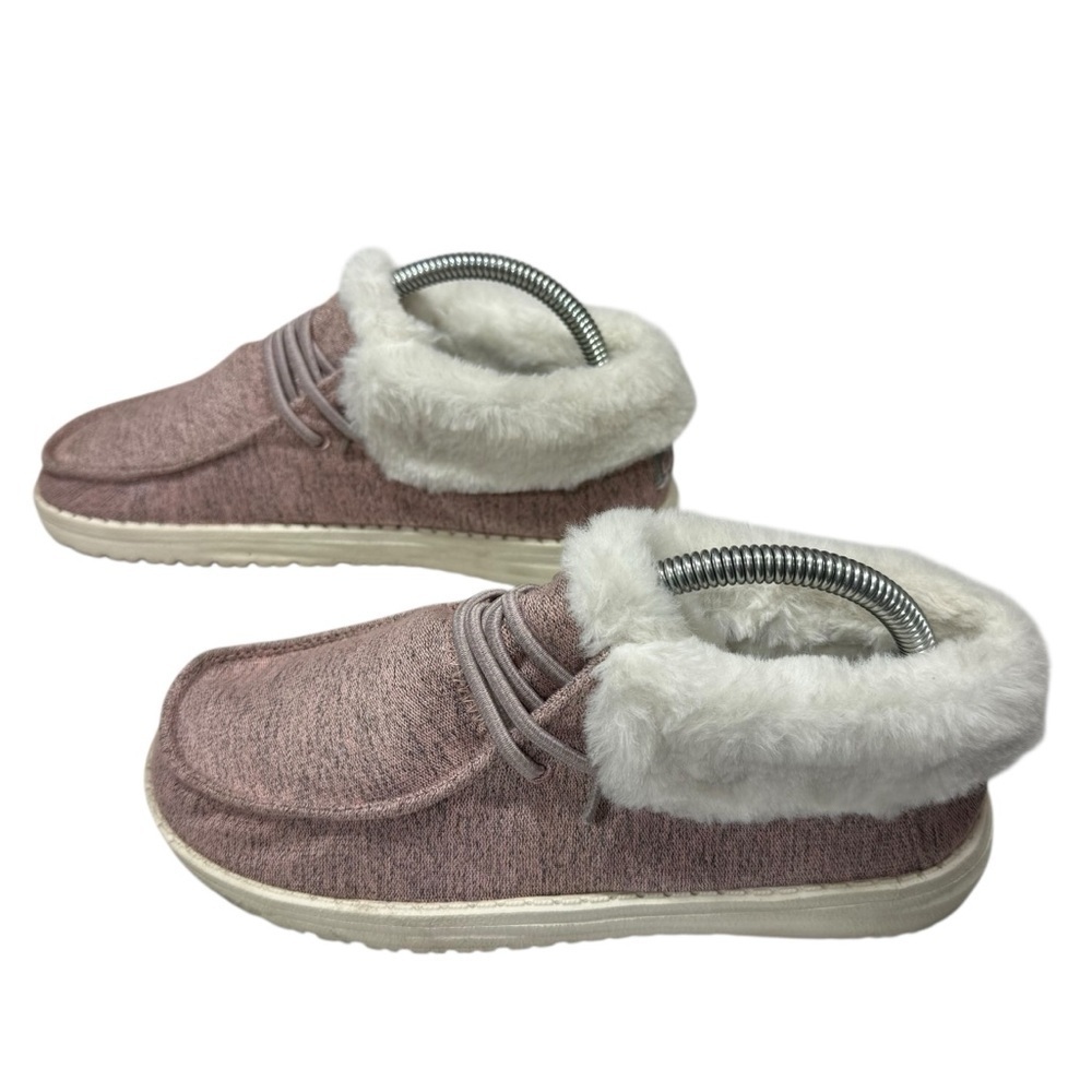 Hey Dude | Britt Youth | Street Fleece Fur Pink Loafers Youth 3/Ladies 4